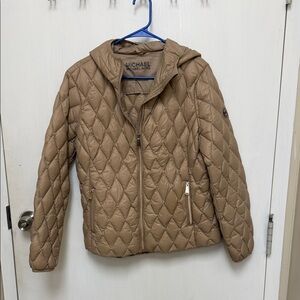 Michael Kors Brown Quilted Hooded Jacket